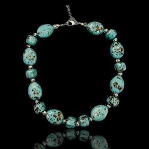 Turquoise Southwestern Statement Necklace | Silver Tone | Costume Jewelry
